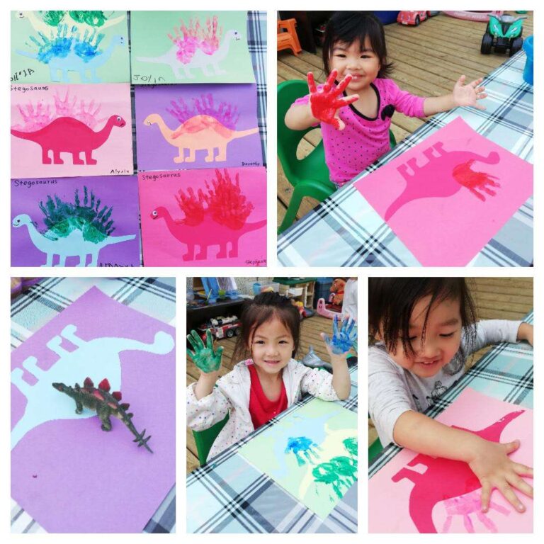 We had so much fun in our outdoor arts & craft session yesterday! Our kids made their unique stegosaurus with their own handprints! Nice work 🙌🙌