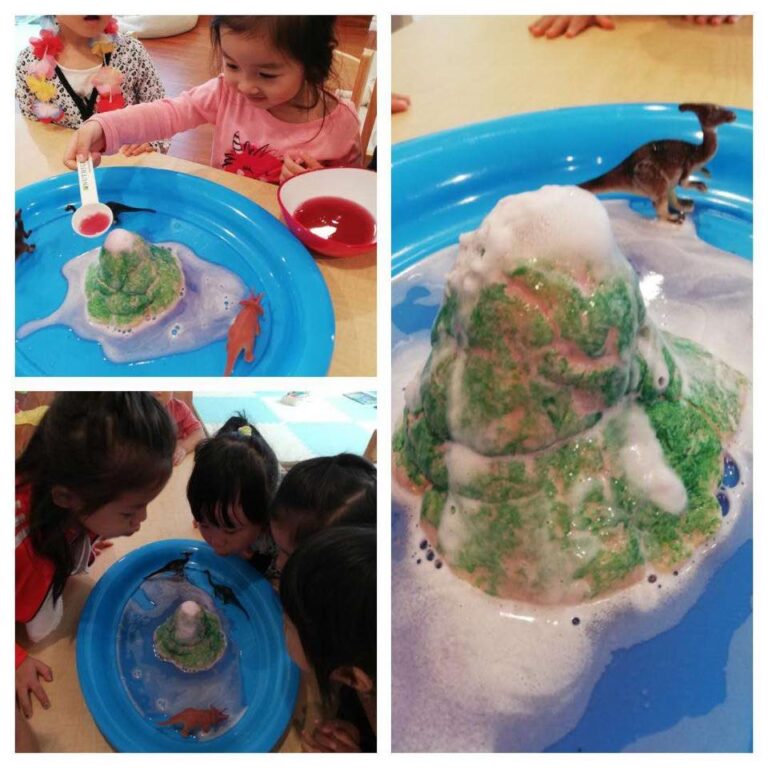 Why is there  no more dinosaur in this world? To help our kids understand this, we decided to let them recreate volcano eruptions in our science class!